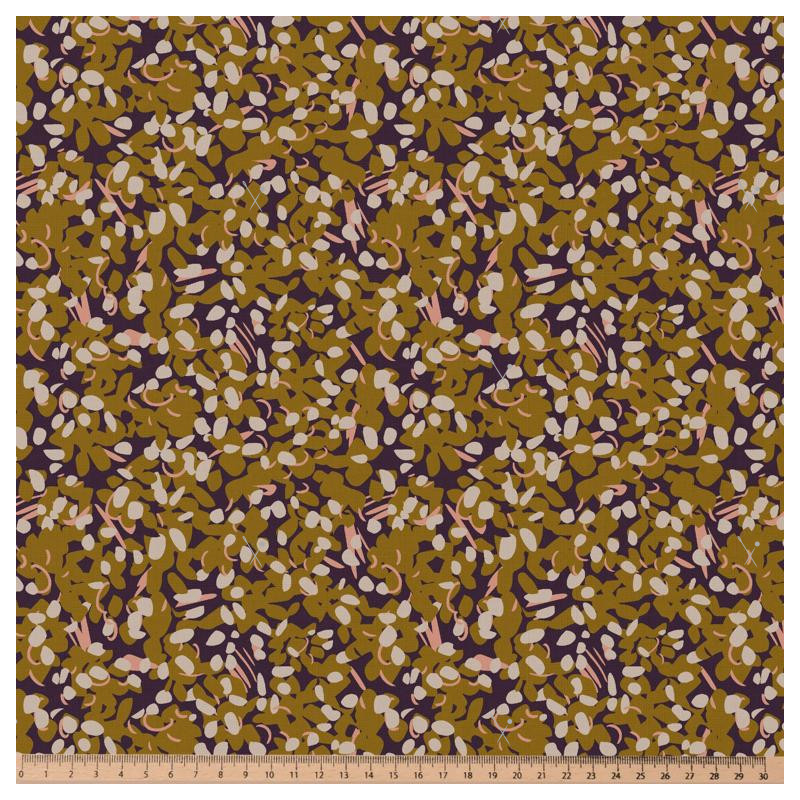 Printed Viscose OIZCO Black Coffee / Ochre